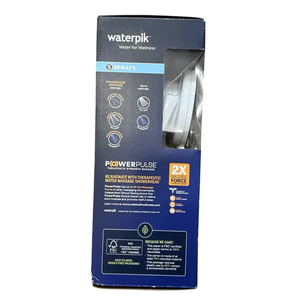 Waterpik Pivoting Showerhead Open Box White Adjustable Powerpulse Bathroom Home